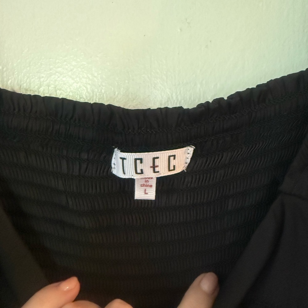 TCEC Black Fitted Bustier Blouse 3/4 Sleeve - Picture 3 of 3